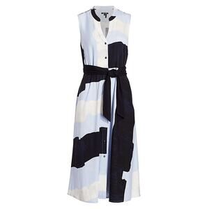 Nic+Zoe 'In The Clouds' Petite Blue Sleeveless Stripe Print Midi Dress Size XS